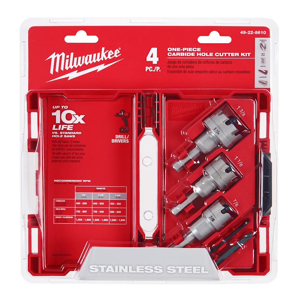 Milwaukee One-Piece Carbide Hole Cutter Set 4pc 49-22-8610 from Milwaukee - Intensery