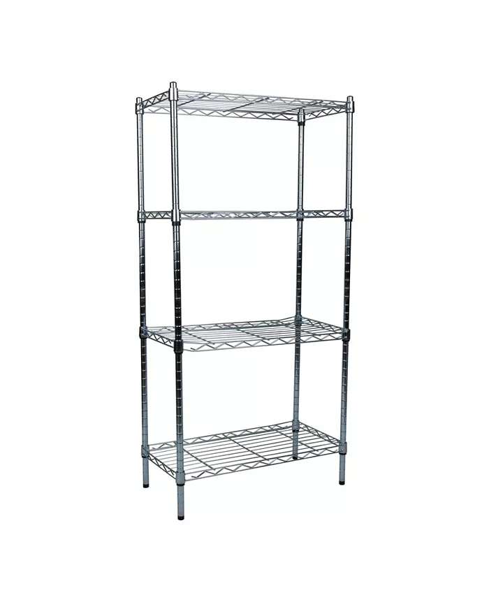 Mind Reader 4-Tier Adjustable Storage Rack， Silver - Intensery