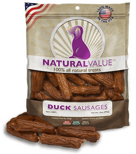Loving Pets Natural Value Duck Sausages Dog Treats - 14 oz - Intensery