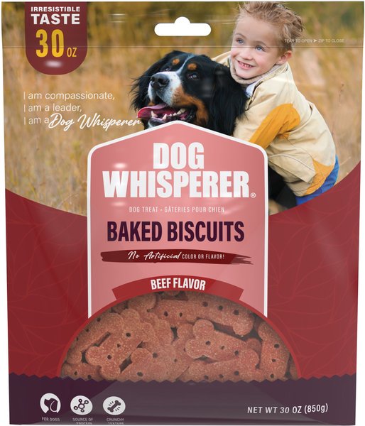 Dog Whisperer Baked Biscuits Beef Flavored Crunchy Dog Treats， 30-oz bag - Intensery