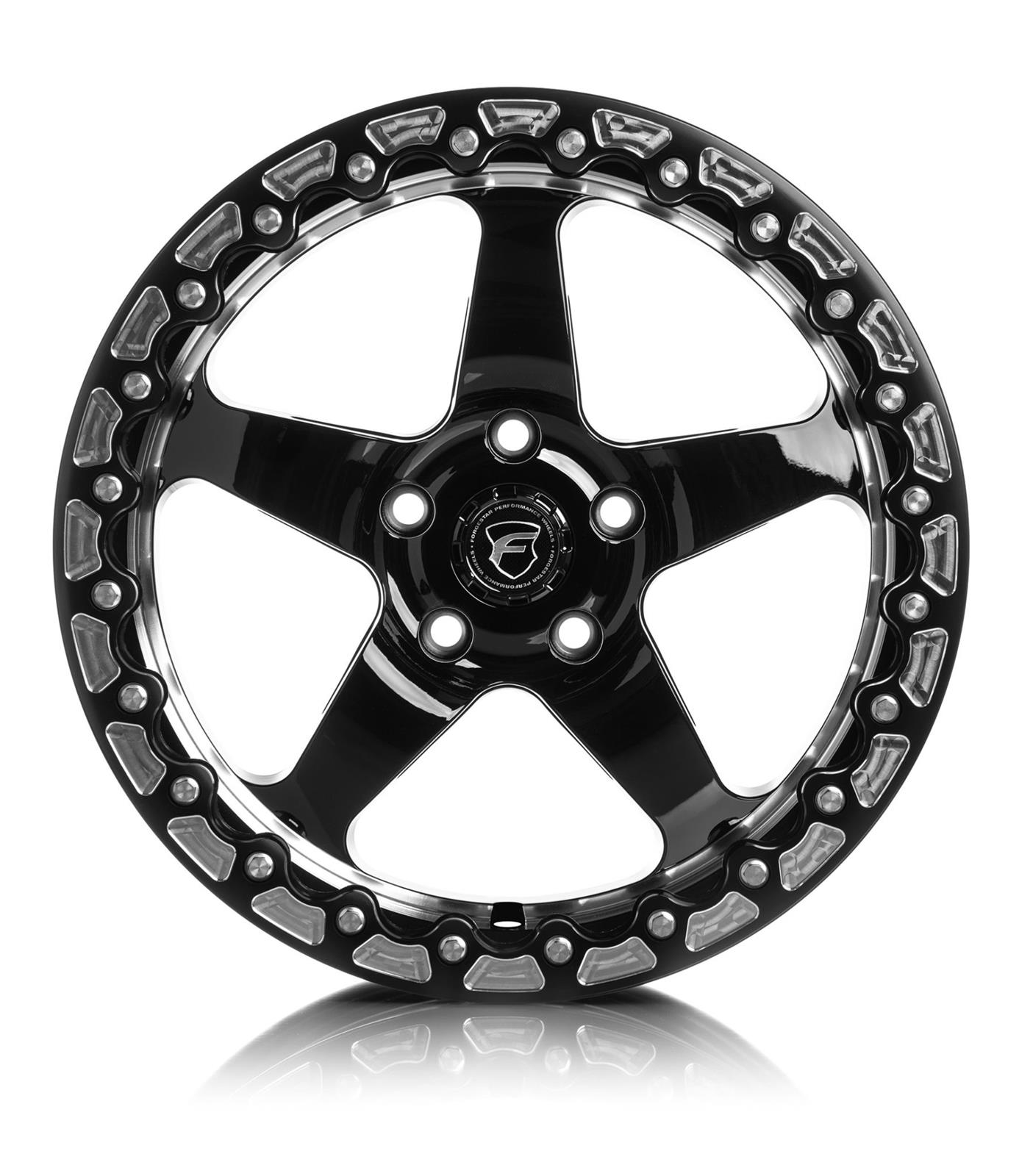 Forgestar Wheels USA F00170071P30 Forgestar D5 Drag Beadlock Gloss Black Machined Wheels - Intensery