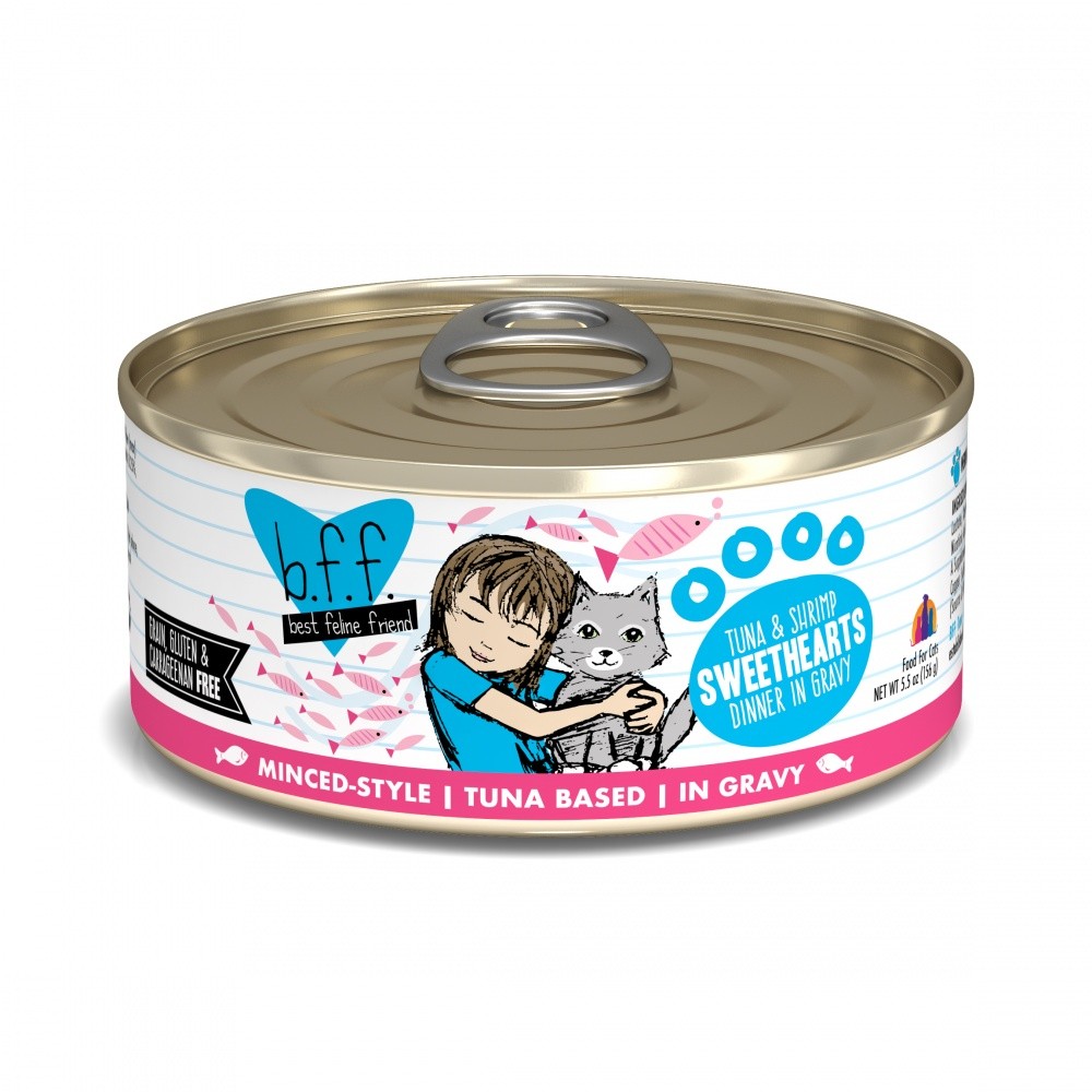 Weruva BFF Tuna and Shrimp Sweethearts Canned Cat Food - 3 oz， case of 24 - Intensery