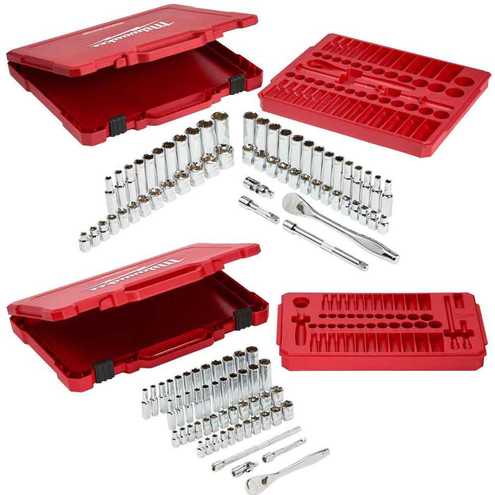 106pc 1/4In and 3/8In Dr SAE/Metric Mechanics Socket Set Bundle - Intensery