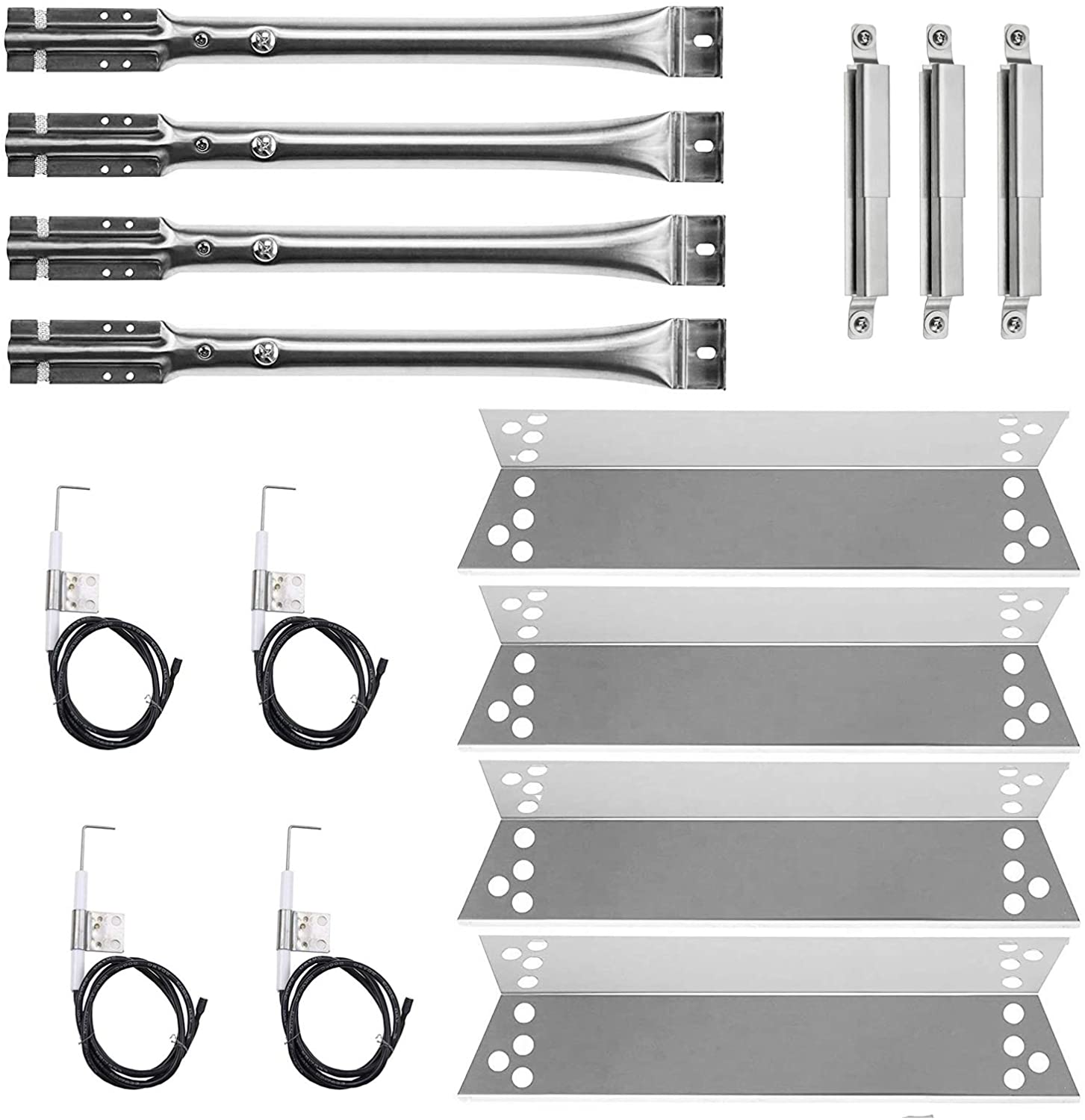 Repair Kit for Kenmore 415.16107110, 415.1610621 415.16106210 415.90107110 4 Burner Grill, Burner+Heat Plates+Ignitors+Crossover Kit - Intensery