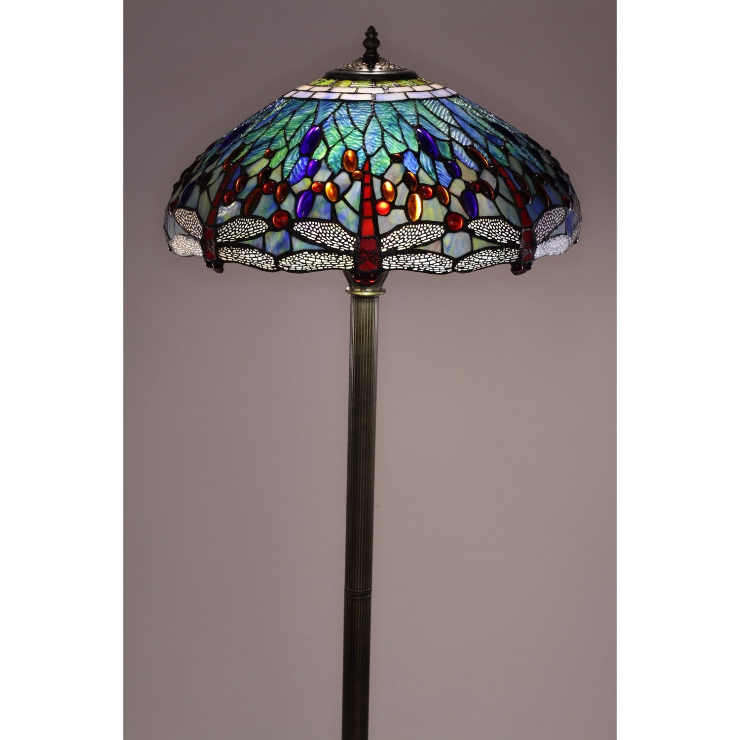Copper Grove Simeonov Tiffany-style Blue Dragonfly Floor Lamp - Intensery