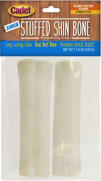 Cadet Junior Stuffed Shin Peanut Butter Bones Dog Treats， Petite， 2 count - Intensery