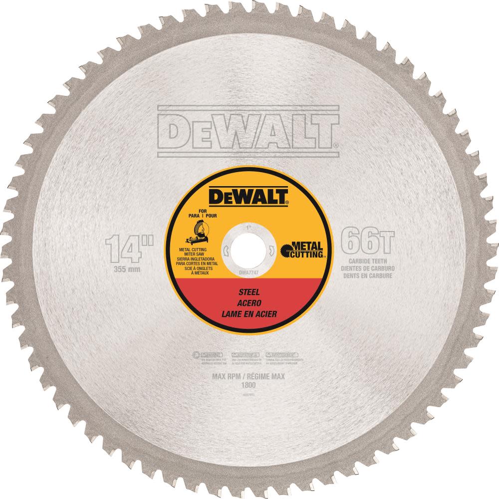 DEWALT 14 66T Heavy Gauge Ferrous Metal Cutting Saw Blade 1 Arbor - Intensery