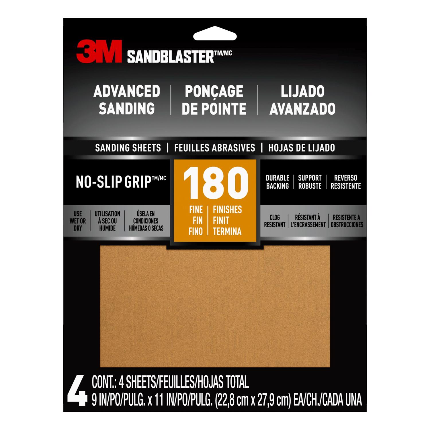 3M Sandblaster 11 in. L X 9 in. W 180 Grit Ceramic Sandpaper 4 pk - Intensery