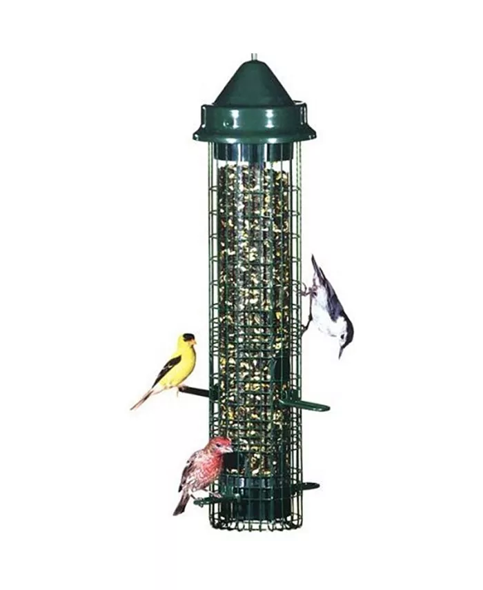Brome 1015 Squirrel Buster Classic Tube Bird Feeder， Green - Intensery