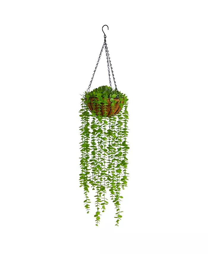 Nearly Natural 3' Eucalyptus Artificial Plant in Hanging Basket - Intensery