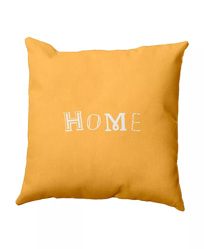 E by Design Home 16 Inch Yellow Decorative Word Print Throw Pillow - Intensery