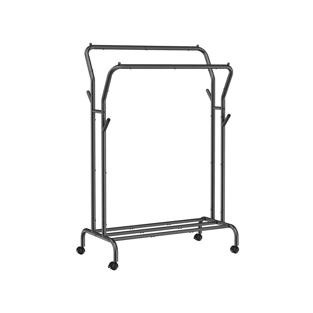 SONGMICS Double-Rod Clothes Rack with Wheels 40.7 InchesBlack - Intensery
