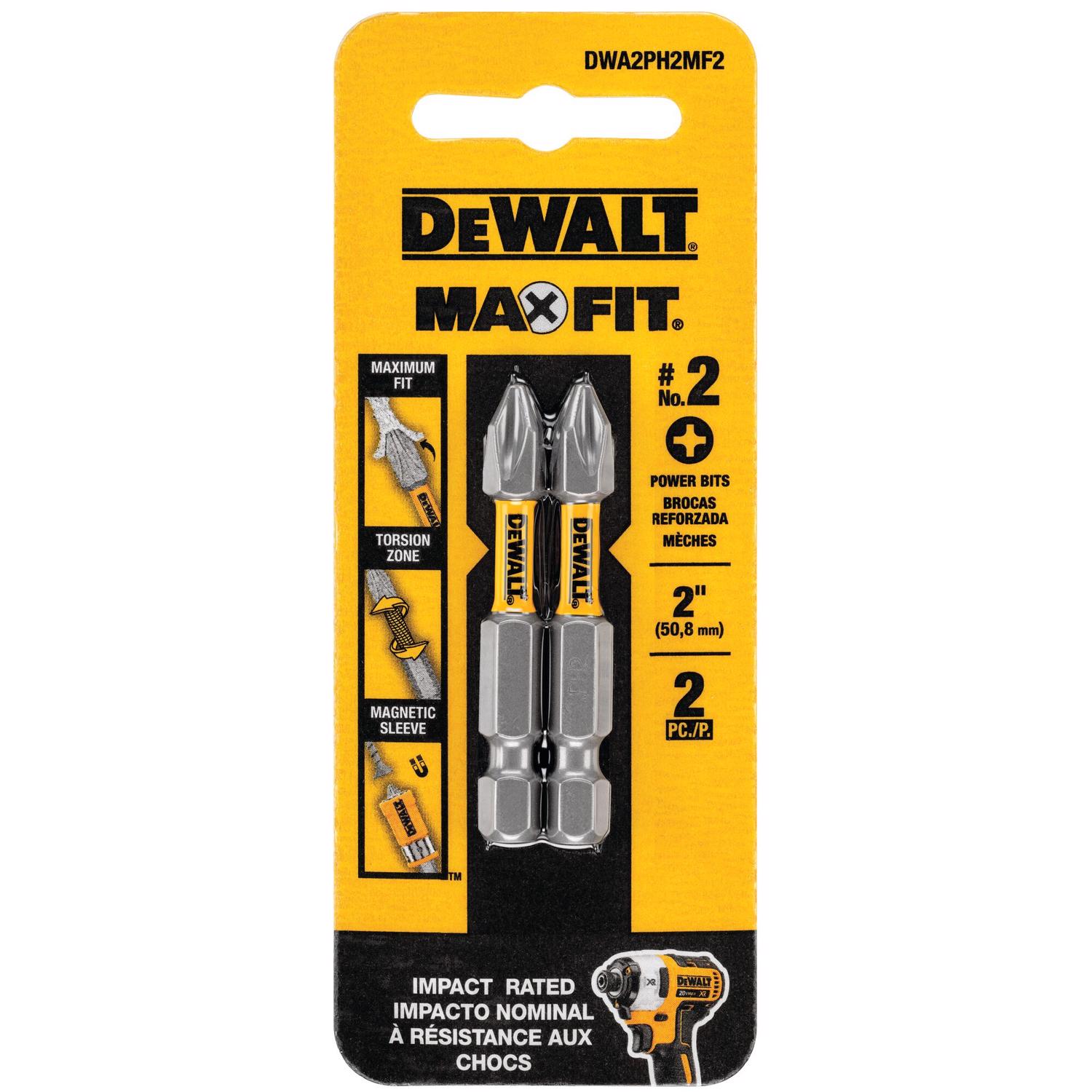 DeWalt Max Fit Phillips #2 X 2 in. L Screwdriver Bit Set Steel 2 pk - Intensery