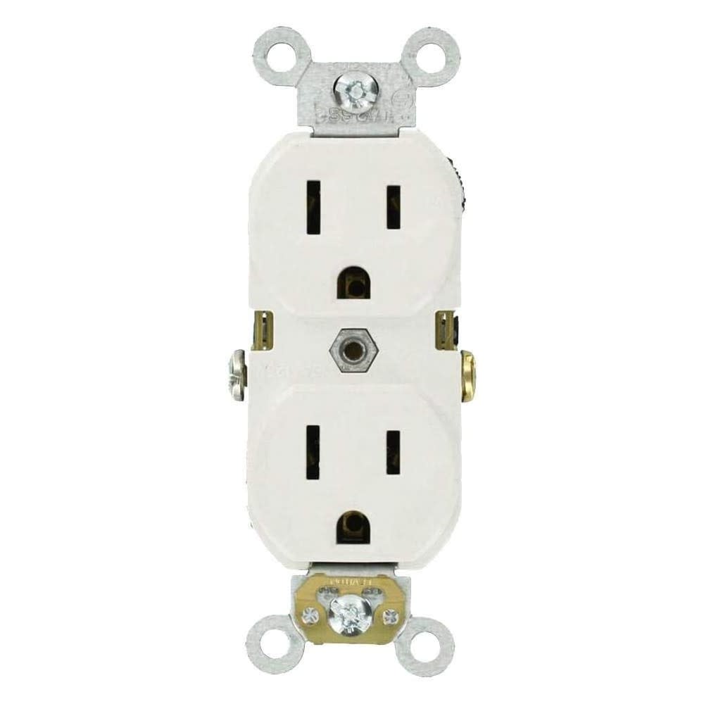 Leviton 15A 125V White Indented Face Duplex Receptacle Outlet 10pk - Intensery