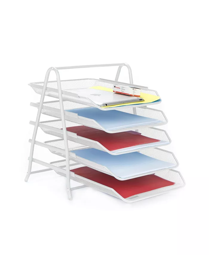 Mind Reader 5 Tier Mesh Paper File Tray， Desk Organizer with 5 Sliding Trays - Intensery