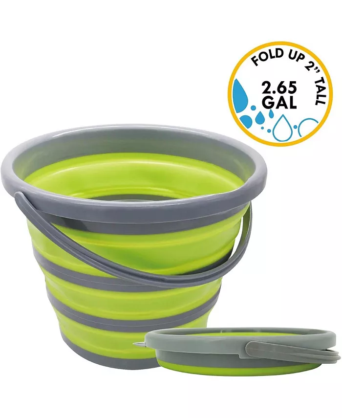 CENTURION C100 1402 Plastic Collapsible Bucket， 2.65 gallons， Lime Green Grey - Intensery