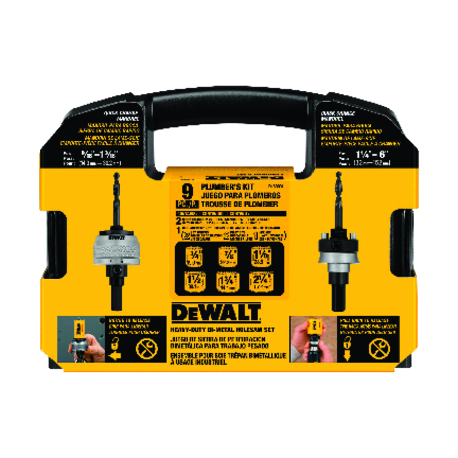 DeWalt Assorted in. Bi-Metal Plumber\u0027s Hole Saw Kit 9 pc - Intensery