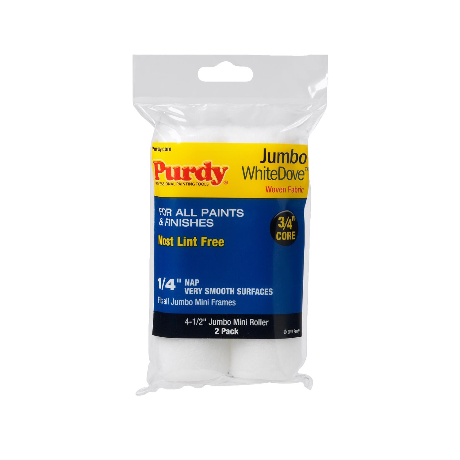 Purdy White Dove Woven Fabric 4.5 in. W X 1/4 in. Jumbo Mini Paint Roller Cover 2 pk - Intensery
