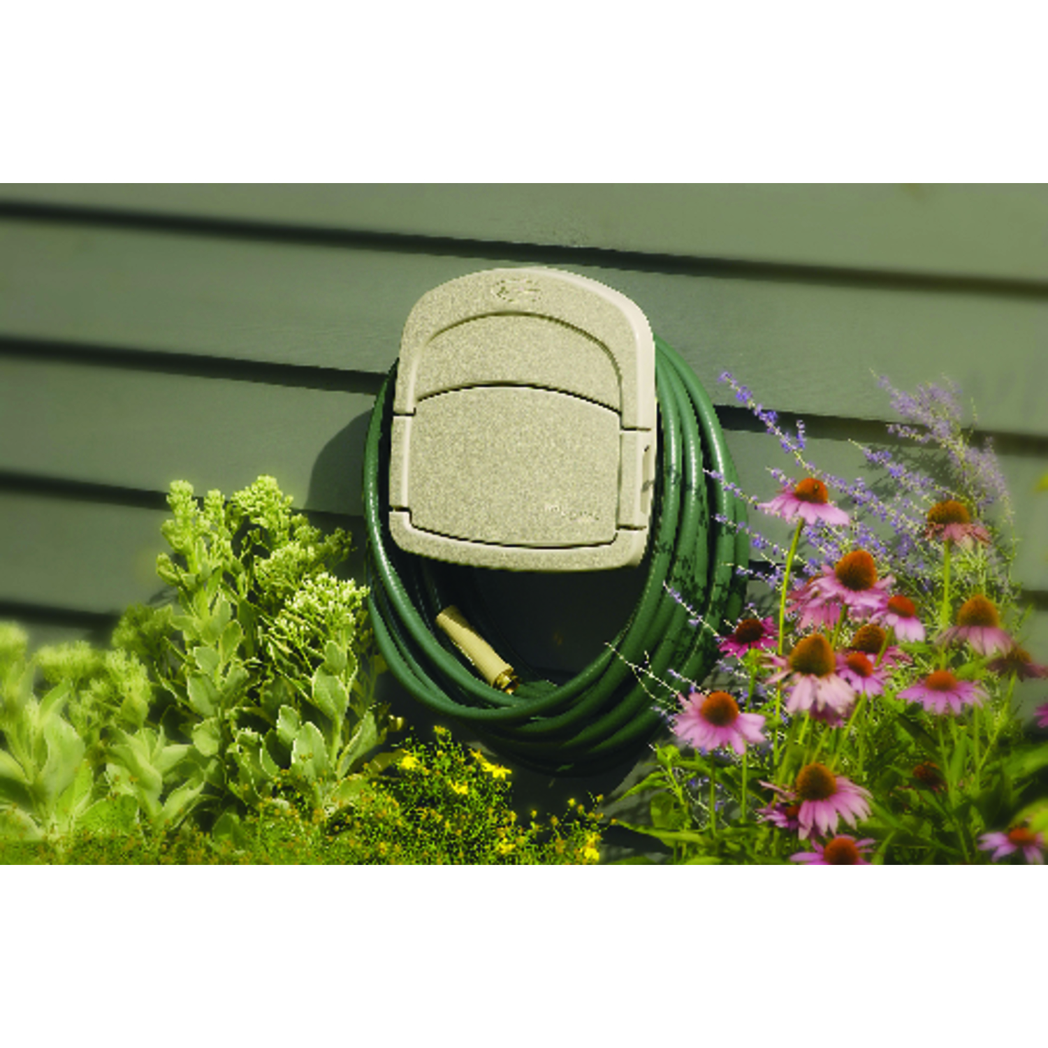 Suncast Hose Hangout 150 ft. Taupe Wall Mounted Hose Hanger - Intensery