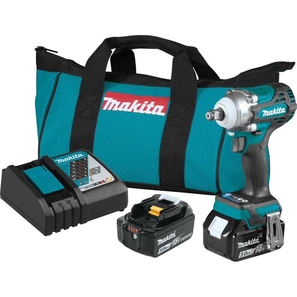 18V LXT® Lithium-Ion Brushless Cordless 4-Speed 1/2 Sq. Drive Impact Wrench Kit w/ Friction Ring Anvil (5.0Ah) - Intensery