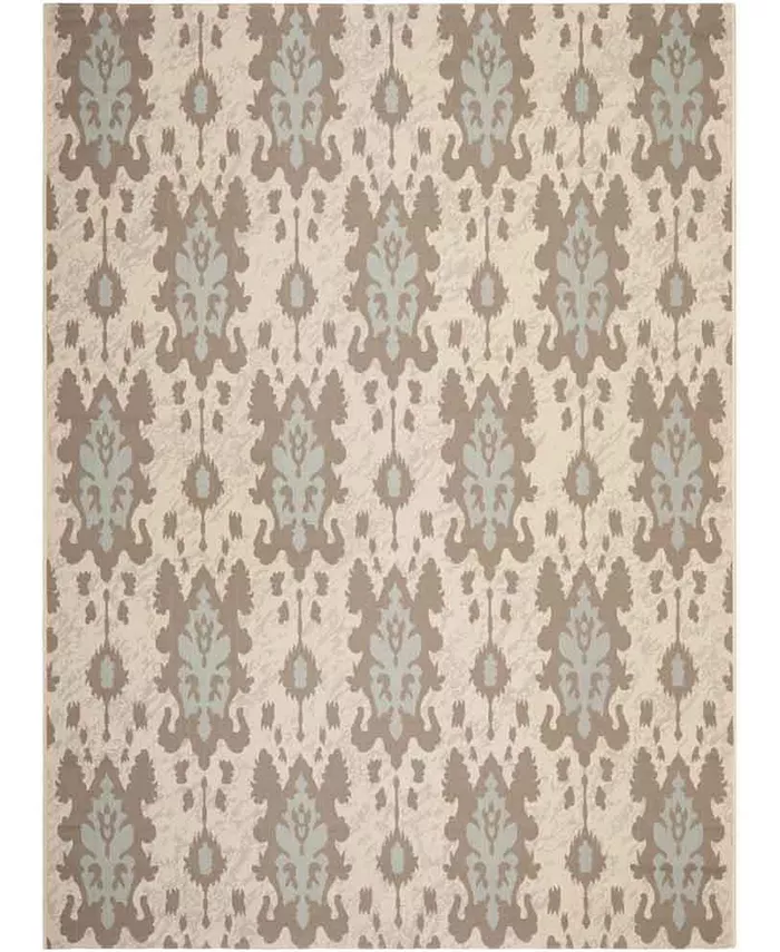 Safavieh Courtyard Beige Dark Beige and Aqua Weft 8' x 11' Sisal Weave Outdoor Area Rug - Intensery