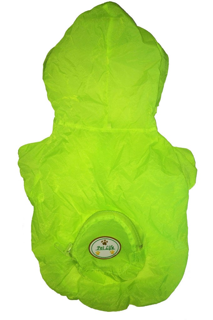 Pet Life The Ultimate Waterproof Thunder-Paw Adjustable Zippered Folding Travel Dog Raincoat in Yellow (X-Small) - Pet Life R7YLXS - Intensery