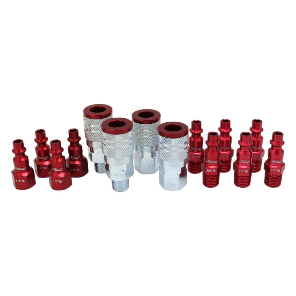 ColorFit® by Milton® S-314MKIT Coupler and Plug Kit(M-Style， Red)1/4 NPT， (14-Piece) - Intensery