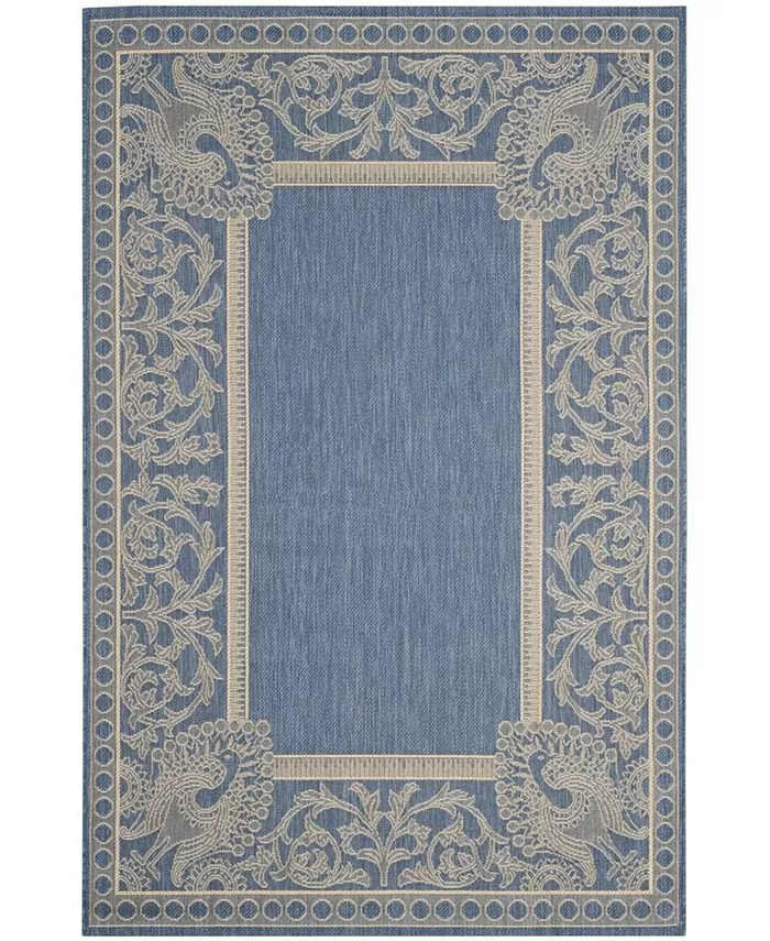 Safavieh Courtyard Blue and Natural Outdoor Area Rug Collection - Intensery