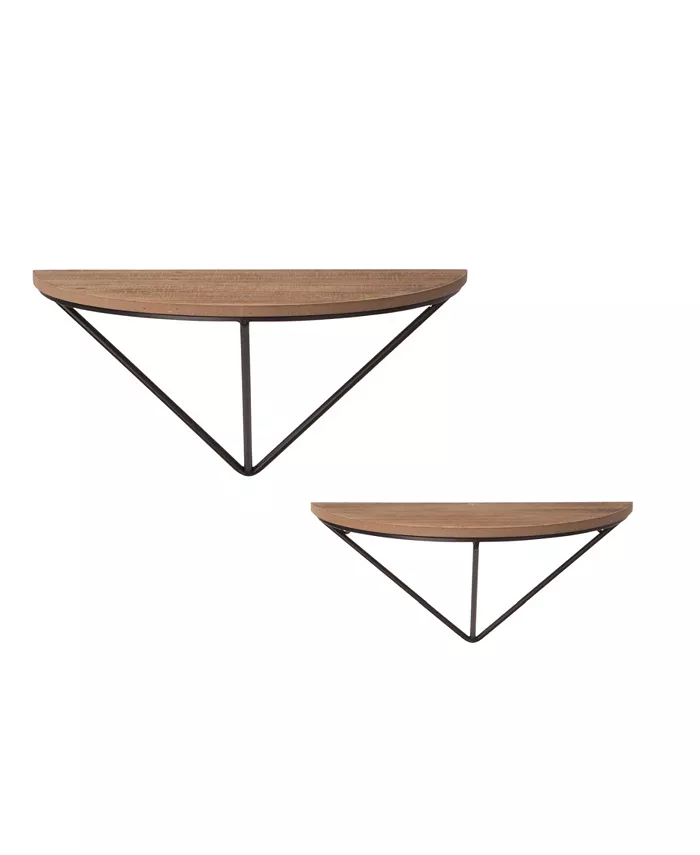 Glitzhome Farmhouse Metal and Wooden Wall Shelves， Set of 2 - Intensery