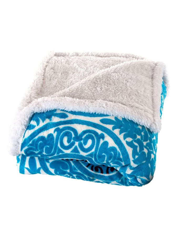 Baldwin Home Printed Coral Soft Fleece Sherpa Throw Blanket - Intensery