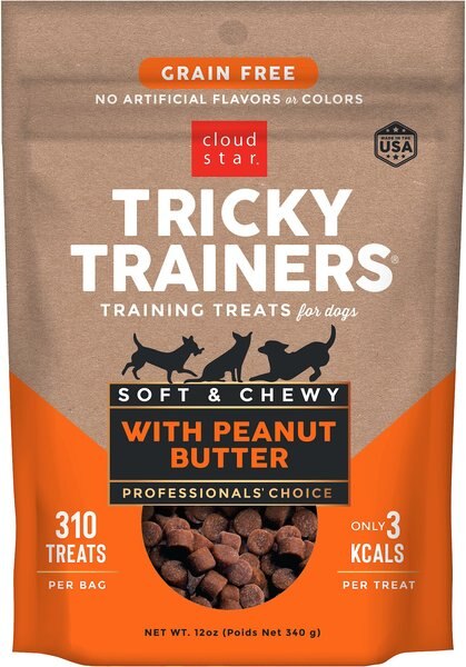 Cloud Star Tricky Trainers Chewy Peanut Butter Flavor Grain-Free Dog Treats - Intensery