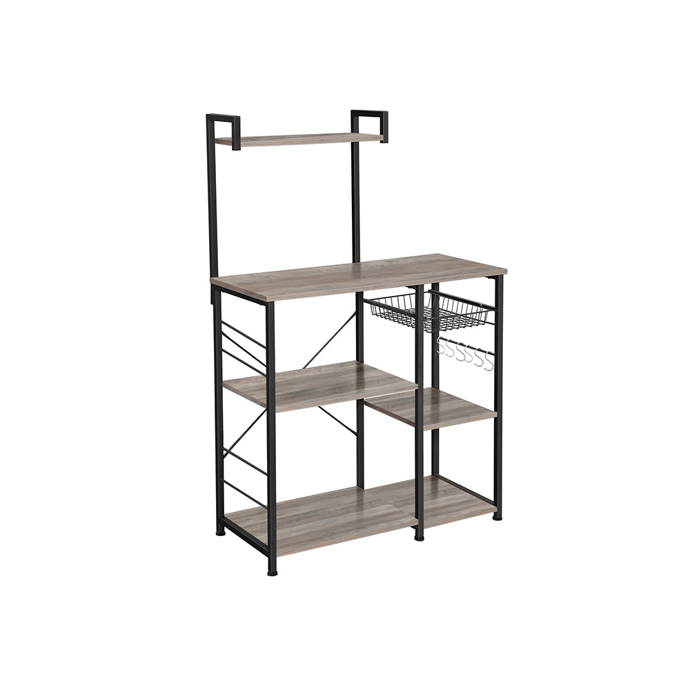 VASAGLE Kitchen Shelf with Wire BasketGreige + Black - Intensery