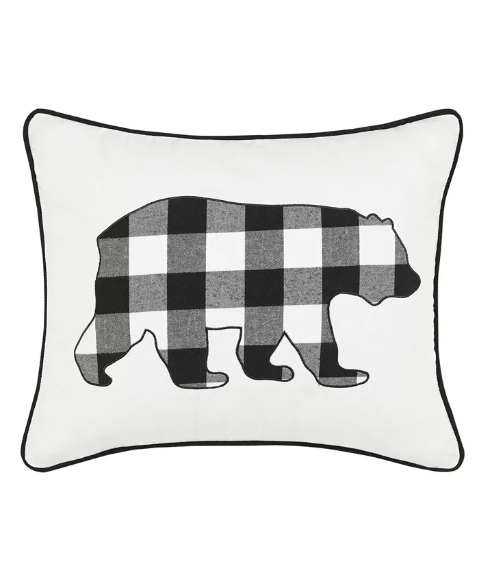 Eddie Bauer Cabin Plaid Bear Cotton Yarn Dye Flannel Reversible Breakfast Pillow - Intensery