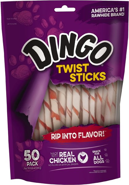 Dingo Twist Sticks Dog Treats， 50 count - Intensery