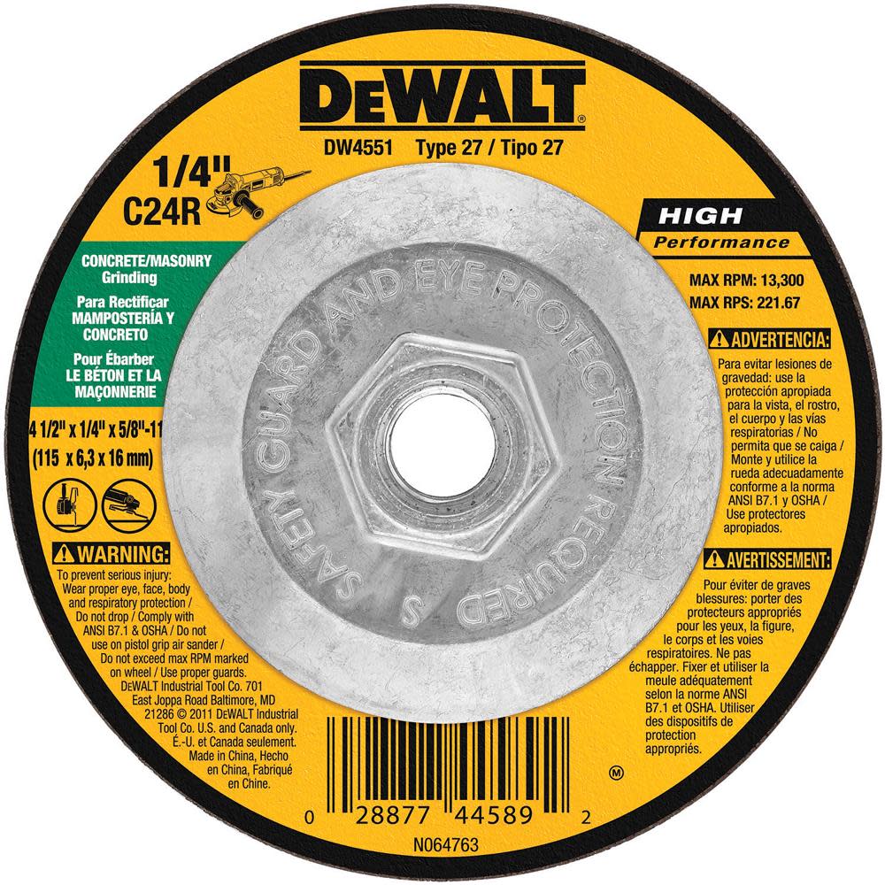 4-1/2 in. x 1/4 in. x 5/8 in. to 11 Masonry Grinding - Intensery