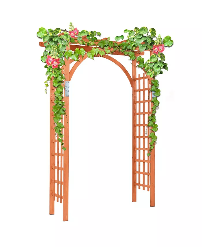 Costway Premium Outdoor Wooden Cedar Arbor Arch Pergola Trellis Wood - Intensery
