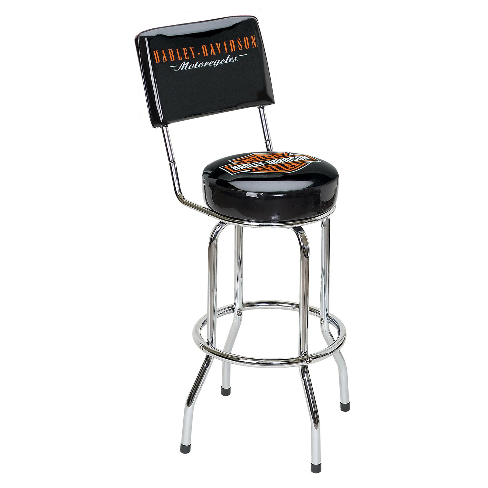 Summit Gifts HDL-12204 Harley-Davidsonand#174; Baramp; Shield Bar Stool With Backrest - Intensery