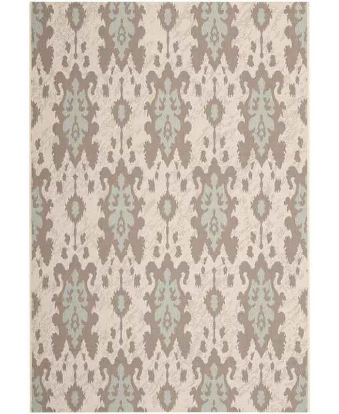 Safavieh Courtyard Beige Dark Beige and Aqua Weft 2'7