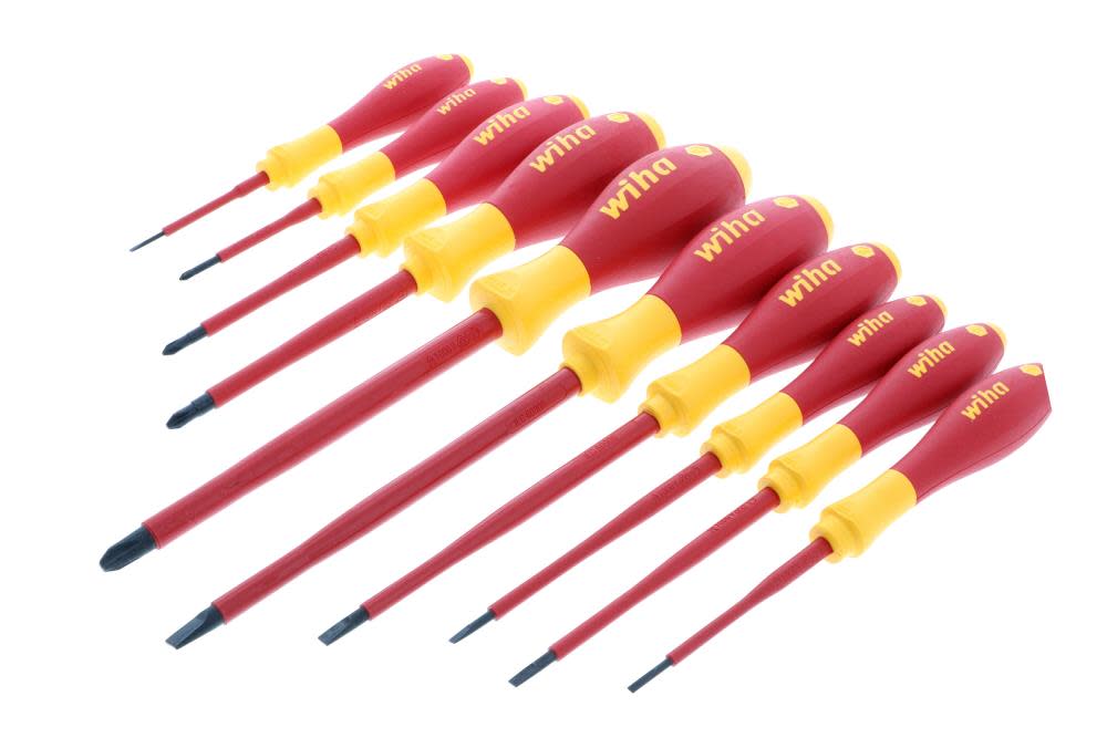 Insulated Cushion Grip Slotted Screwdriver Set， 10 Piece - Intensery