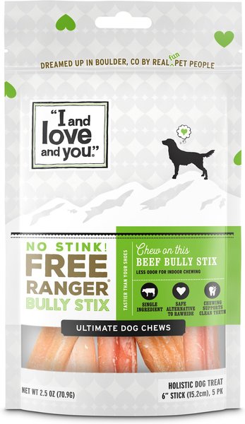 I and Love and You No Stink! Free Ranger Beef Bully Stix Grain-Free Dog Chews - Intensery