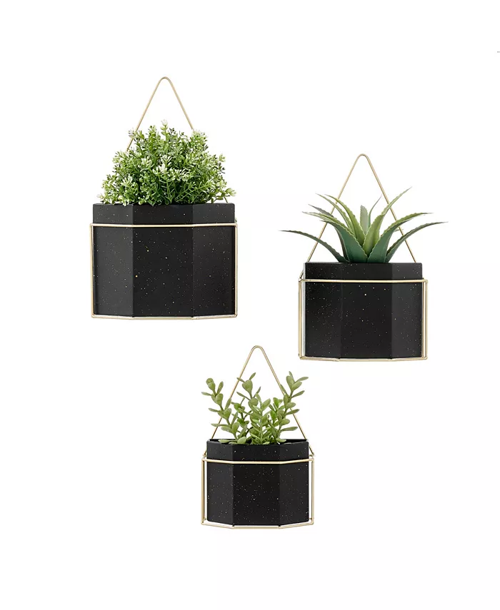 Danya B Modern Geometric Metal 3-Piece Wall Planters Set - Intensery