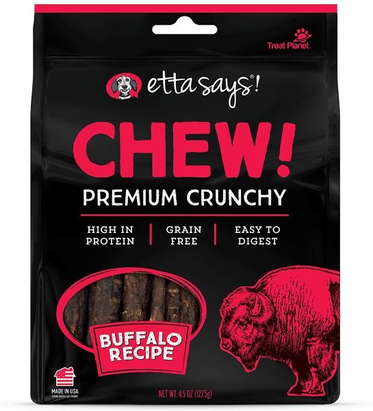 Etta Says! Chewy! Premium Crunchy Buffalo Recipe Grain-Free Dog Treats， 4.5-oz bag - Intensery