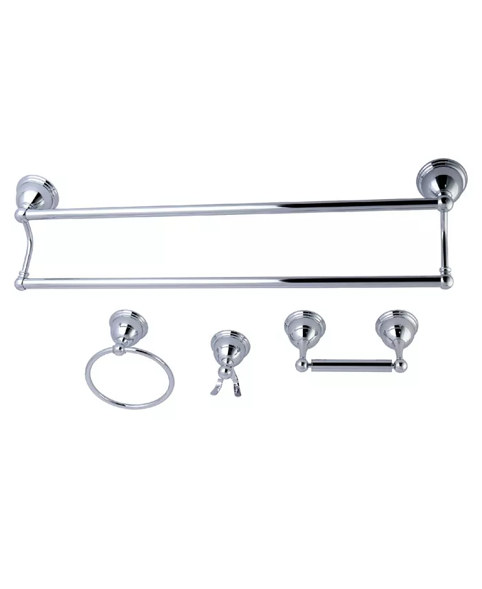 Kingston Brass Restoration 4-Pc. Dual Towel Bar Bathroom Hardware Set in Polished Chrome - Intensery