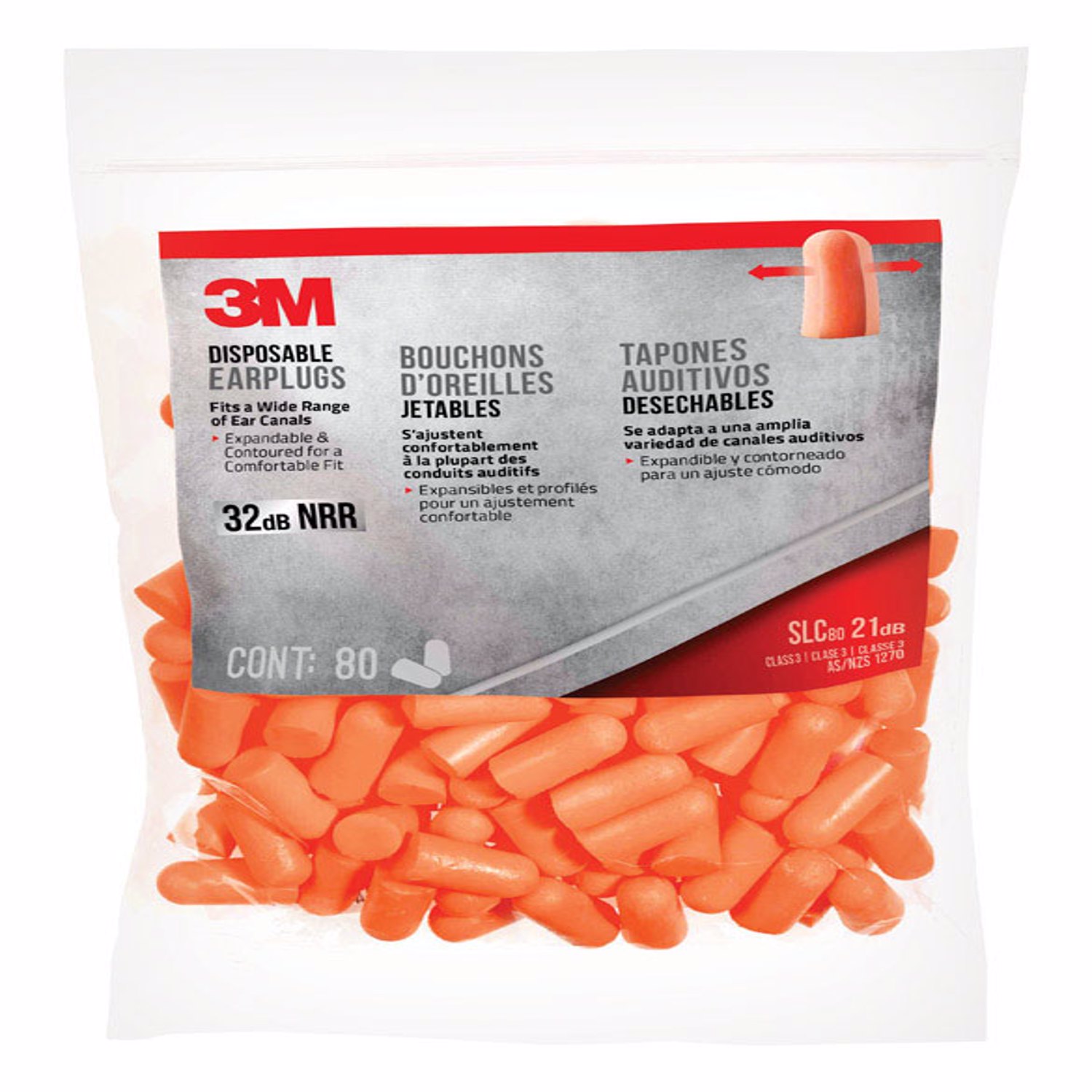 3M 32 dB Soft Foam Earplugs Orange 80 pair - Intensery