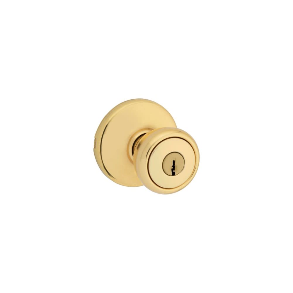 Kwikset Tylo Door Knob Polished Brass Exterior Keyed Entry Round - Intensery