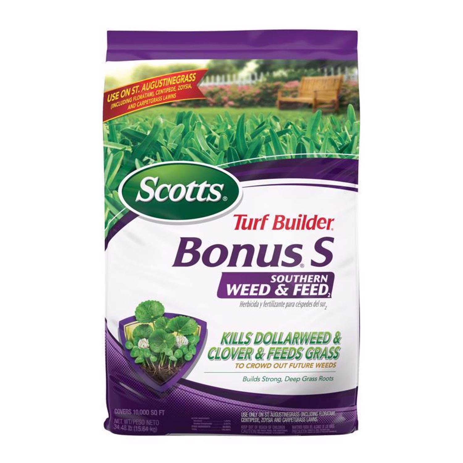Scotts Turf Builder Bonus S Weed \u0026 Feed Southern Lawn Food For Multiple Grass Types 10000 sq ft - Intensery