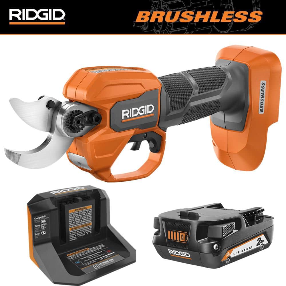 RIDGID 18V Brushless Cordless Battery Pruner with 2.0 Ah Battery and Charger R01301K - Intensery