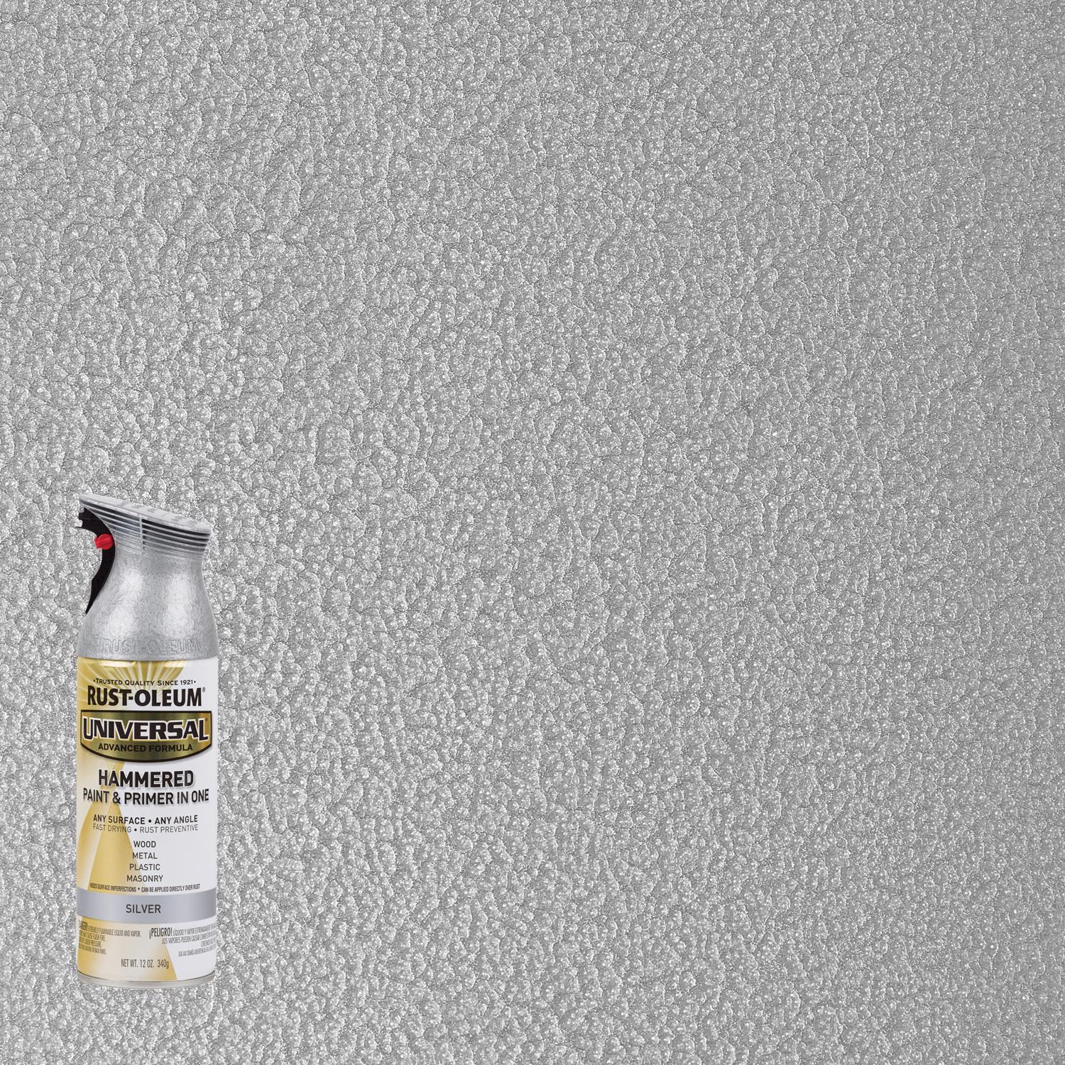 Rust-Oleum Universal Hammered Silver Spray Paint 12 oz - Intensery