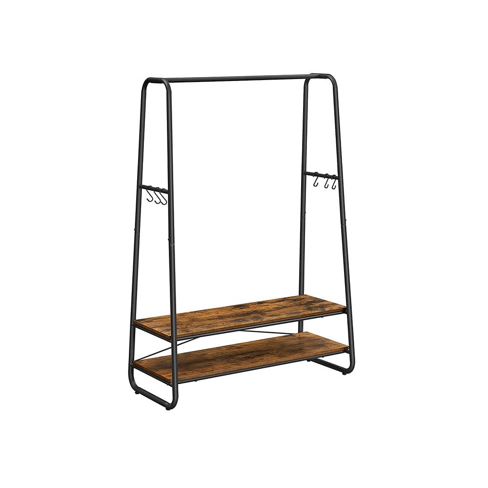 VASAGLE Garment Clothing Rack with 2 ShelvesRustic Brown + Black - Intensery