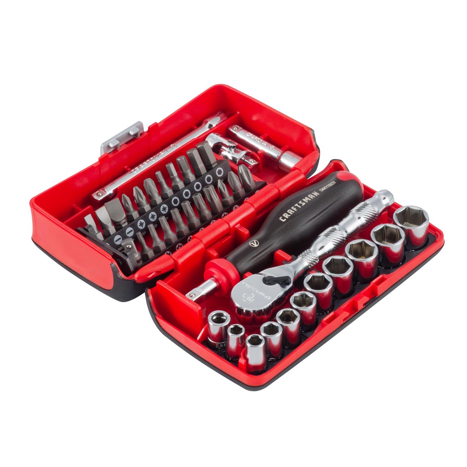 Craftsman V-Series 1/4 in. drive Metric 6 Point Socket and Tool Set 38 pc - Intensery